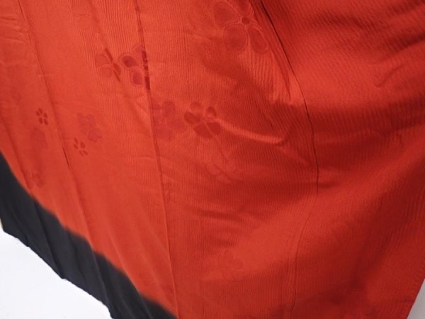 Photo4: 6224T12z1300  Japanese Kimono Silk FURISODE Flower Dark red (4)