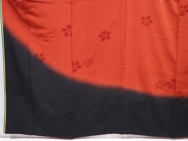 Photo5: 6224T12z1300  Japanese Kimono Silk FURISODE Flower Dark red (5)