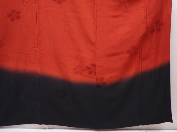 Photo7: 6224T12z1300  Japanese Kimono Silk FURISODE Flower Dark red (7)