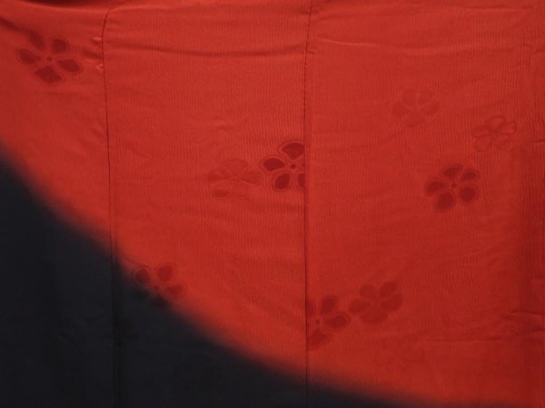 Photo8: 6224T12z1300  Japanese Kimono Silk FURISODE Flower Dark red (8)