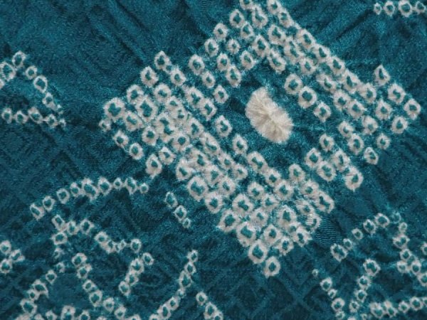 Photo4: 6225T01z460 Vintage Japanese Kimono Silk SHIBORI HAORI  Green-Blue (4)