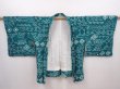 Photo5: 6225T01z460 Vintage Japanese Kimono Silk SHIBORI HAORI  Green-Blue (5)