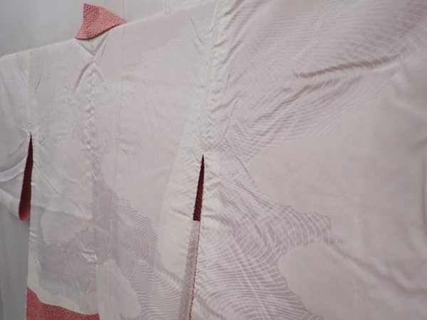 Photo7: 6225T02z440 Vintage Japanese Kimono Silk SHIBORI HAORI Flower Coral pink (7)
