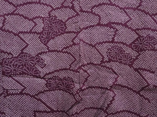 Photo3: 6225T03z460 Vintage Japanese Kimono Silk SHIBORI HAORI Dark purple (3)