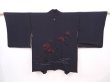 Photo1: 6225T04z500 Vintage Japanese Kimono Silk HAORI Rose Black (1)
