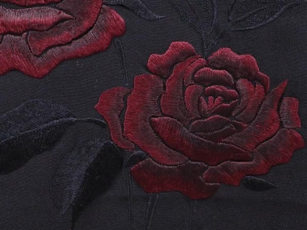 Photo4: 6225T04z500 Vintage Japanese Kimono Silk HAORI Rose Black (4)