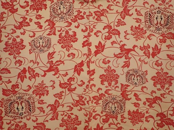 Photo3: 6225T05z610 Vintage Japanese Kimono Silk HAORI Bird Cream-Orange (3)