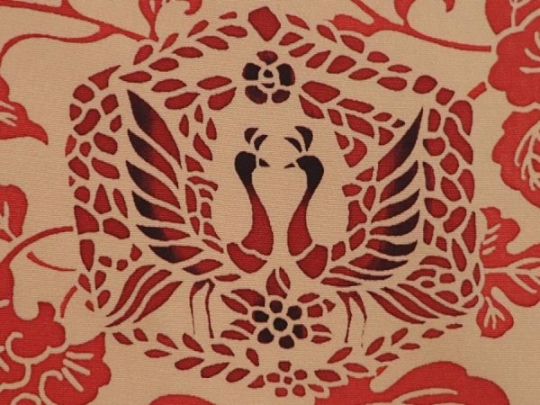 Photo4: 6225T05z610 Vintage Japanese Kimono Silk HAORI Bird Cream-Orange (4)