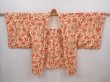 Photo5: 6225T05z610 Vintage Japanese Kimono Silk HAORI Bird Cream-Orange (5)