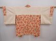 Photo7: 6225T05z610 Vintage Japanese Kimono Silk HAORI Bird Cream-Orange (7)