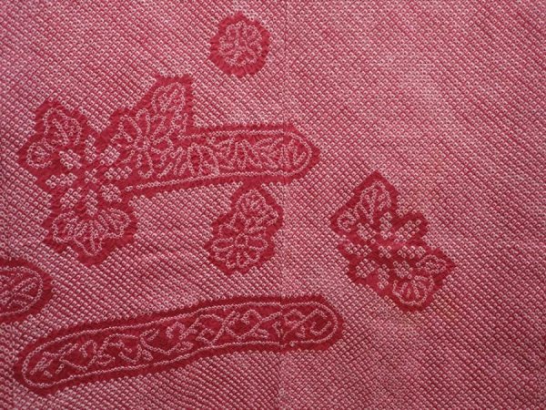 Photo3: 6225T06z470 Vintage Japanese Kimono Silk SHIBORI HAORI Dull red (3)
