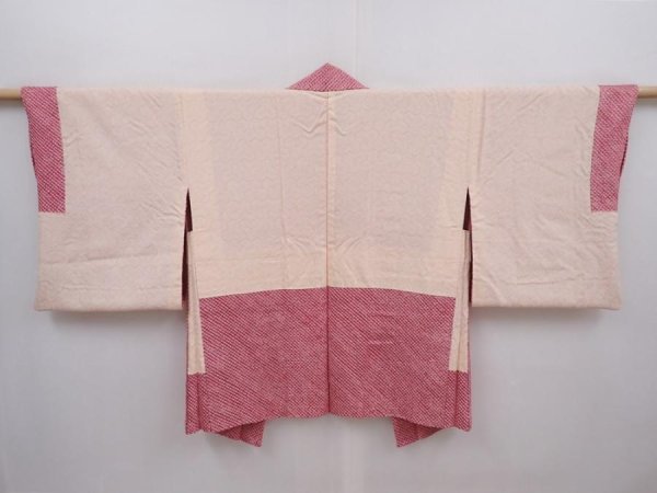 Photo6: 6225T06z470 Vintage Japanese Kimono Silk SHIBORI HAORI Dull red (6)