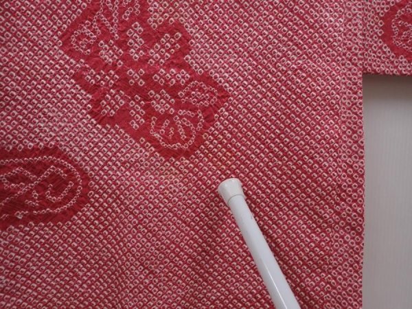 Photo8: 6225T06z470 Vintage Japanese Kimono Silk SHIBORI HAORI Dull red (8)