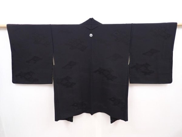 Photo1: 6225T07z660 Vintage Japanese Kimono Silk HAORI Cloud Black (1)