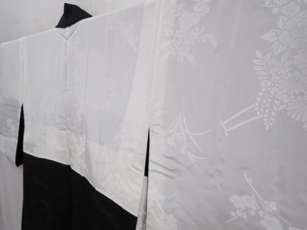 Photo8: 6225T07z660 Vintage Japanese Kimono Silk HAORI Cloud Black (8)