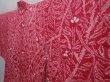 Photo2: 6225T09z460 Vintage Japanese Kimono Silk SHIBORI HAORI Leaf Red-Pink (2)
