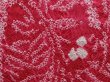 Photo4: 6225T09z460 Vintage Japanese Kimono Silk SHIBORI HAORI Leaf Red-Pink (4)