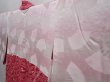 Photo7: 6225T09z460 Vintage Japanese Kimono Silk SHIBORI HAORI Leaf Red-Pink (7)