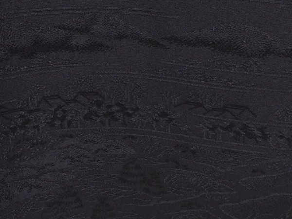 Photo4: 6225T10z600 Vintage Japanese Kimono Silk HAORI Scenery Black (4)