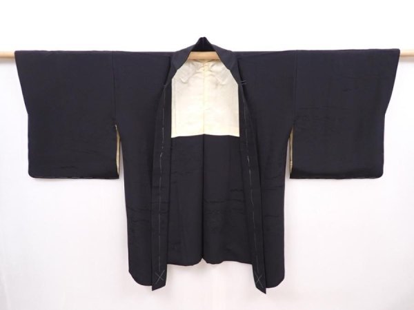 Photo6: 6225T10z600 Vintage Japanese Kimono Silk HAORI Scenery Black (6)