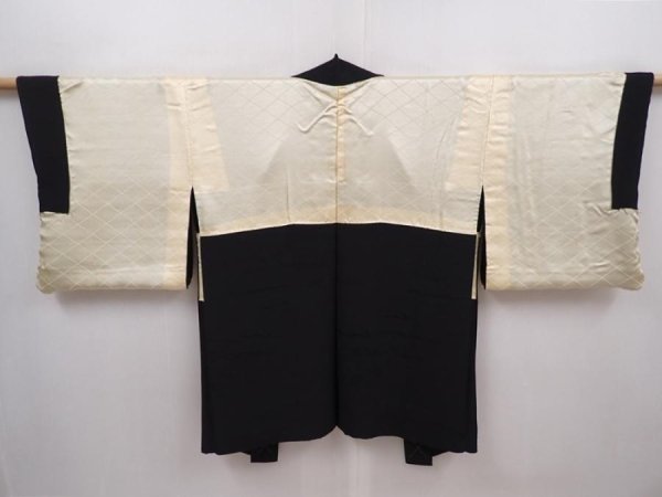 Photo7: 6225T10z600 Vintage Japanese Kimono Silk HAORI Scenery Black (7)