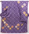 Photo1: 6225T14z1070 Vintage Japanese Kimono Silk FURISODE Flowers Purple (1)