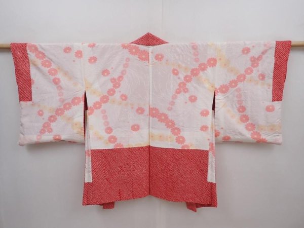 Photo6: 6226T02z450 Vintage Japanese Kimono Silk SHIBORI HAORI Flower Dark red (6)