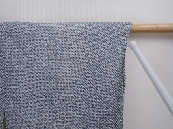 Photo5: 6226T03z410 Vintage Japanese Kimono Silk SHIBORI HAORI Steel blue (5)