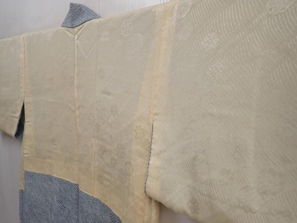 Photo8: 6226T03z410 Vintage Japanese Kimono Silk SHIBORI HAORI Steel blue (8)