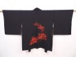 Photo1: 6226T04z590 Vintage Japanese Kimono Silk HAORI Flowers Black (1)