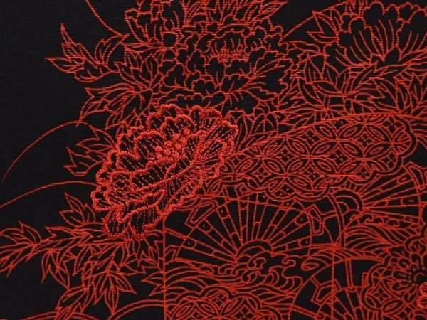 Photo4: 6226T04z590 Vintage Japanese Kimono Silk HAORI Flowers Black (4)