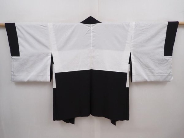 Photo6: 6226T04z590 Vintage Japanese Kimono Silk HAORI Flowers Black (6)