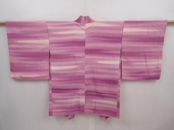 Photo1: 6226T05z530 Vintage Japanese Kimono Silk HAORI  Purple-Pink (1)