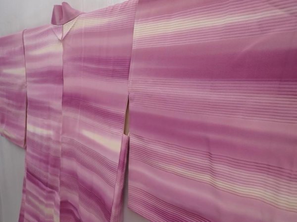 Photo2: 6226T05z530 Vintage Japanese Kimono Silk HAORI  Purple-Pink (2)