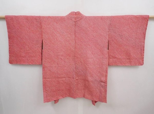 Photo1: 6226T06z500 Vintage Japanese Kimono Silk SHIBORI HAORI  Dull red (1)
