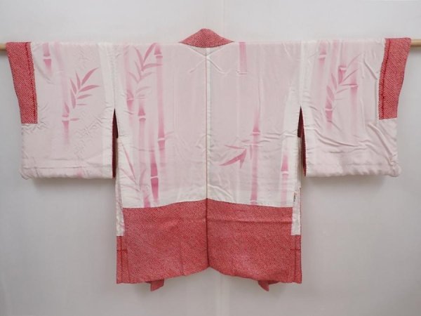 Photo6: 6226T06z500 Vintage Japanese Kimono Silk SHIBORI HAORI  Dull red (6)