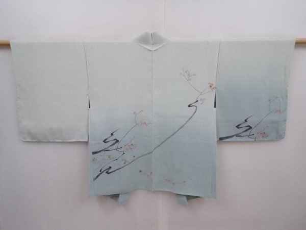 Photo1: 6226T08z560 Vintage Japanese Kimono Silk HAORI Maple Celadon (1)