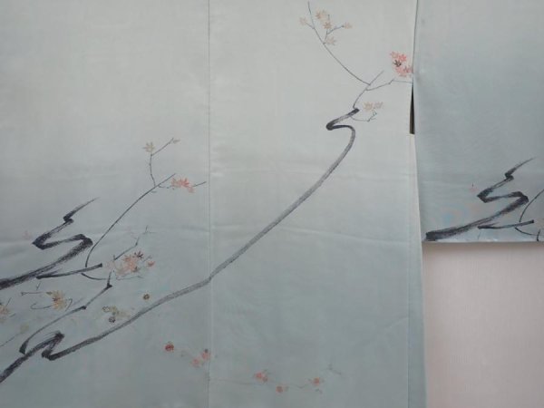 Photo3: 6226T08z560 Vintage Japanese Kimono Silk HAORI Maple Celadon (3)