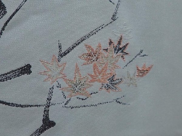 Photo4: 6226T08z560 Vintage Japanese Kimono Silk HAORI Maple Celadon (4)