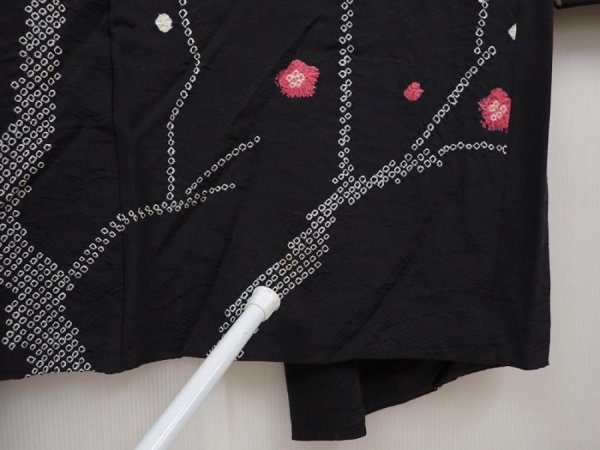 Photo6: 6226T09z520 Vintage Japanese Kimono Silk HAORI Plum blossom Black (6)