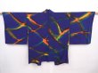 Photo1: 6226T10z600 Vintage Japanese Kimono Silk HAORI  Dark blue (1)