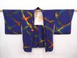 Photo5: 6226T10z600 Vintage Japanese Kimono Silk HAORI  Dark blue (5)