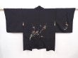 Photo1: 6226T11z550 Vintage Japanese Kimono Silk HAORI Plum blossom Black (1)