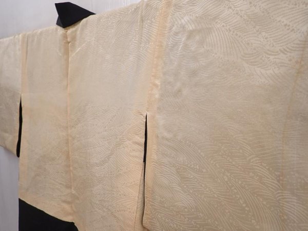 Photo7: 6226T11z550 Vintage Japanese Kimono Silk HAORI Plum blossom Black (7)