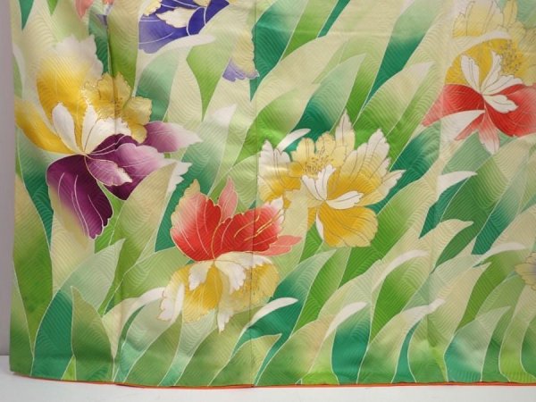 Photo6: 6226T13z1140 Vintage Japanese Kimono Silk FURISODE Flower Off-white (6)
