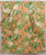 Photo1: 6226T14z1070 Vintage Japanese Kimono Silk FURISODE Peony Green (1)