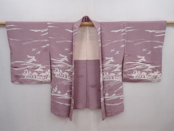 Photo6: 6302T01z580 Vintage Japanese Kimono Silk HAORI Hut Light purple (6)