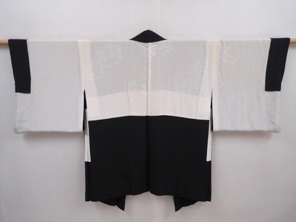 Photo5: 6302T02z580 Vintage Japanese Kimono Silk HAORI Trees Black (5)