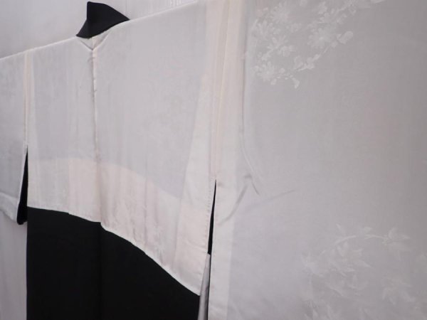 Photo7: 6302T02z580 Vintage Japanese Kimono Silk HAORI Trees Black (7)