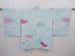 Photo1: 6302T03z580 Vintage Japanese Kimono Silk HAORI Cloud Light blue (1)